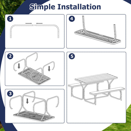 Picnic Table With 2 Benches, HDPE Top, Seats 4