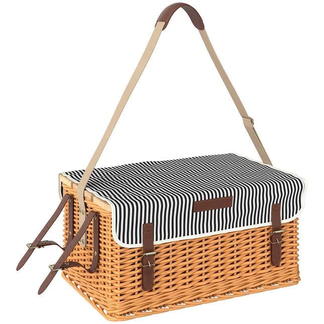 Willow picnic basket for 4 with blanket & cutlery set
