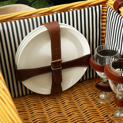 Willow picnic basket for 4 with blanket & cutlery set