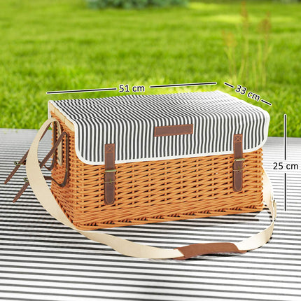 Willow picnic basket for 4 with blanket & cutlery set