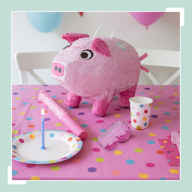 Pig Piñata Set with Bat and Mask – Party Fun