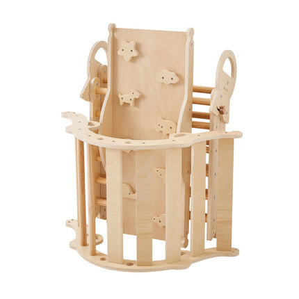 Pikler Triangle Set, 9-in-1 Foldable Solid Wood, 150 lb