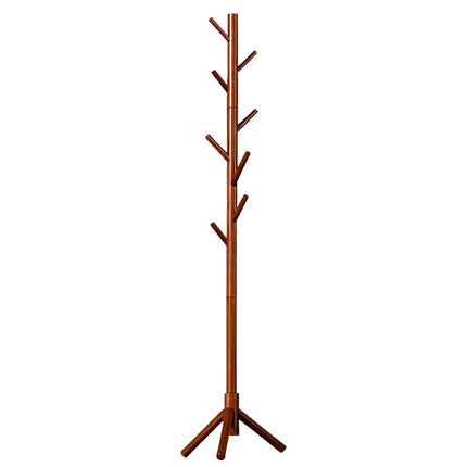 Pine Coat Stand, 8 Hooks, Dark Brown, Adjustable Height
