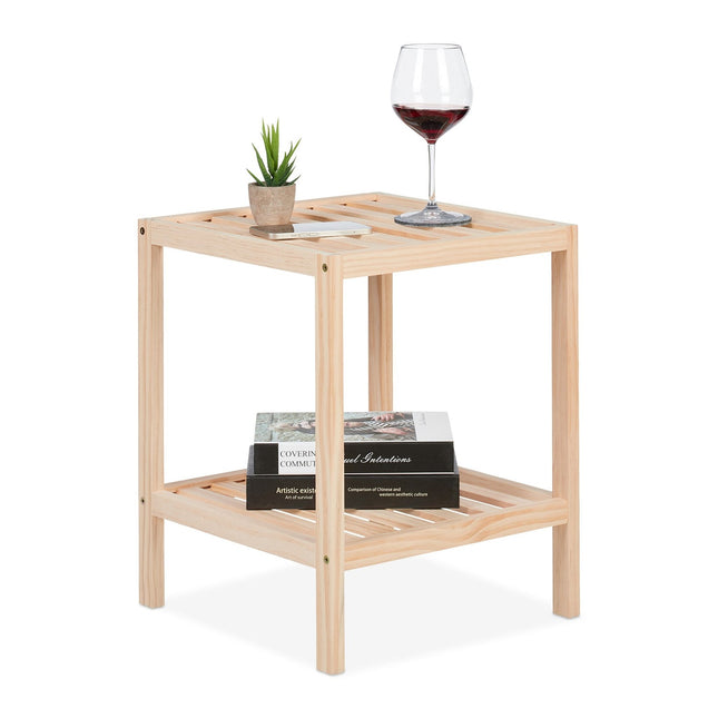 Salontafel van grenenhout met twee planken
