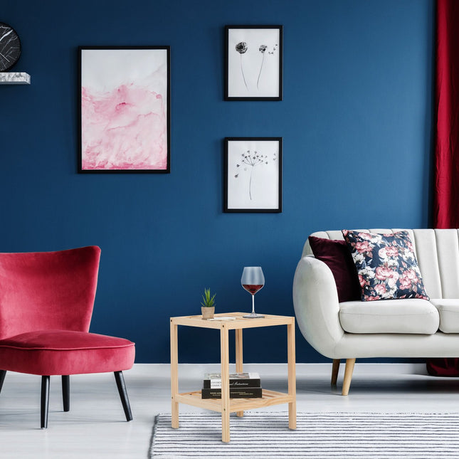 Salontafel van grenenhout met twee planken