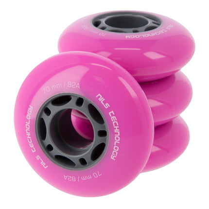 Pink 82A PU Skate Wheels, 70x24mm, Set of 4