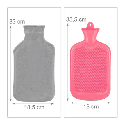 Pink Hot Water Bottle with Cover, 1.5L