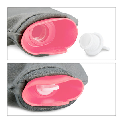 Pink Hot Water Bottle with Cover, 1.5L
