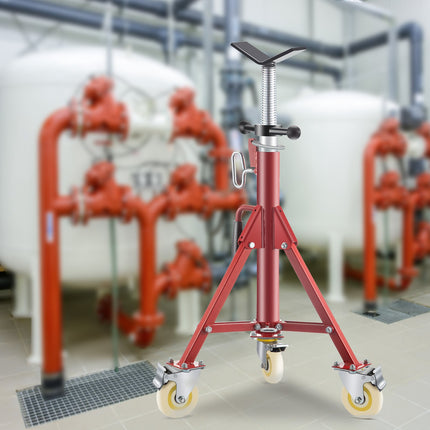 Pipe Jack Stand, V-Head, 28–52 in, 2500 lb, Casters