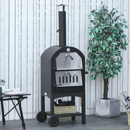 Outdoor pizza oven on wheels - wood fired, 3 tier