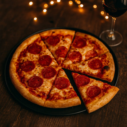 Pizza Tray Set with Stand – 4 Non-Stick Trays