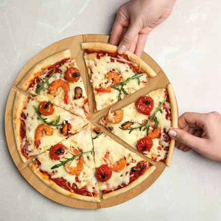 Pizza board in bamboo, 2 pcs, with baking paper