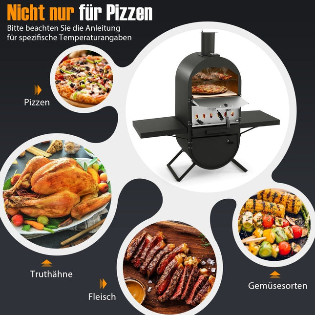Pizza oven outdoor pizza oven with side shelves grill rack made of stainless steel pizza shovel for garden