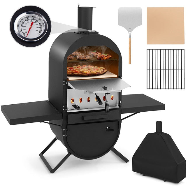 Pizza oven outdoor pizza oven with side shelves grill rack made of stainless steel pizza shovel for garden