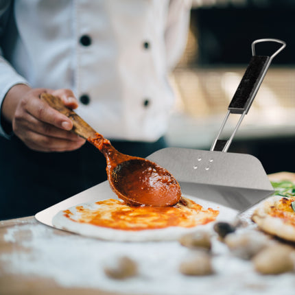 Pizza shovel with wooden handle