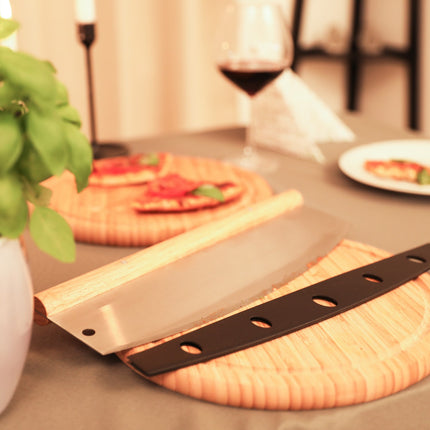 Pizza weighing knife in stainless steel