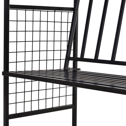Black Metal Garden Arch with bench - 154 x 60 x 205 cm