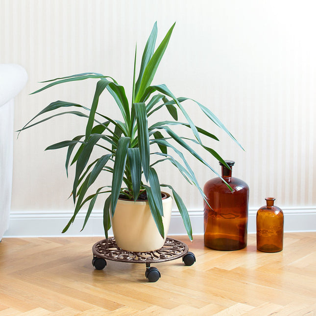 Plant Caddy Set with Wheels – Cast Iron, 2 Pack