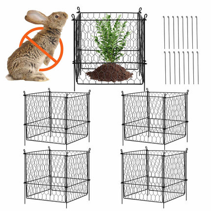 Plant Cages, 4-Pack 13.4 in Metal Mesh Animal Guard