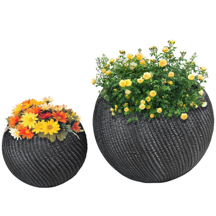 Set of 2 pots of gray magnesium oxide with drainage
