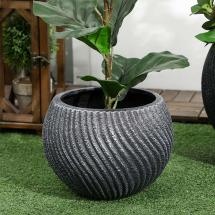 Set of 2 pots of gray magnesium oxide with drainage