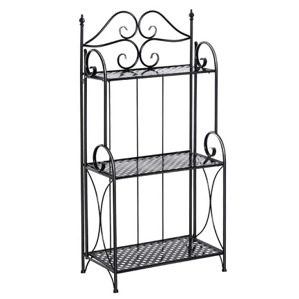 Plant shelf in black metal with 3 levels - 56x30x114 Cm