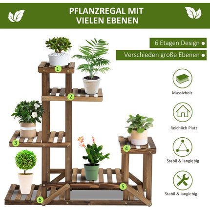 Plant shelf in solid wood - 6-tier flower stand for garden