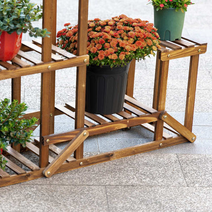 Plant shelf in solid wood - 6-tier flower stand for garden