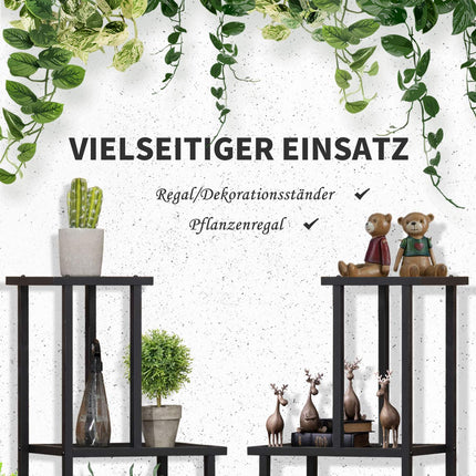 Black Metal Plant Shelf - 4 tiers, 91x25x83 cm