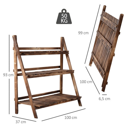 Spruce Wood 3-step flower bench for garden and balcony