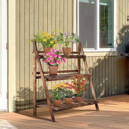 Spruce Wood 3-step flower bench for garden and balcony