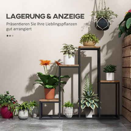 Plant stand in 4 tiers, light brown - Balcony and garden use