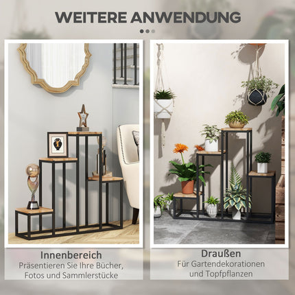 Plant stand in 4 tiers, light brown - Balcony and garden use