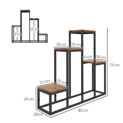Plant stand in 4 tiers, light brown - Balcony and garden use