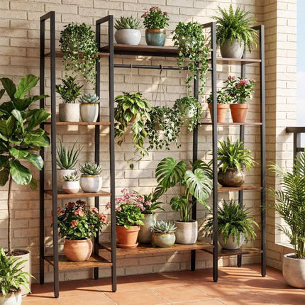 Plant Stand with LED Grow Light, 10 Shelves, Brown