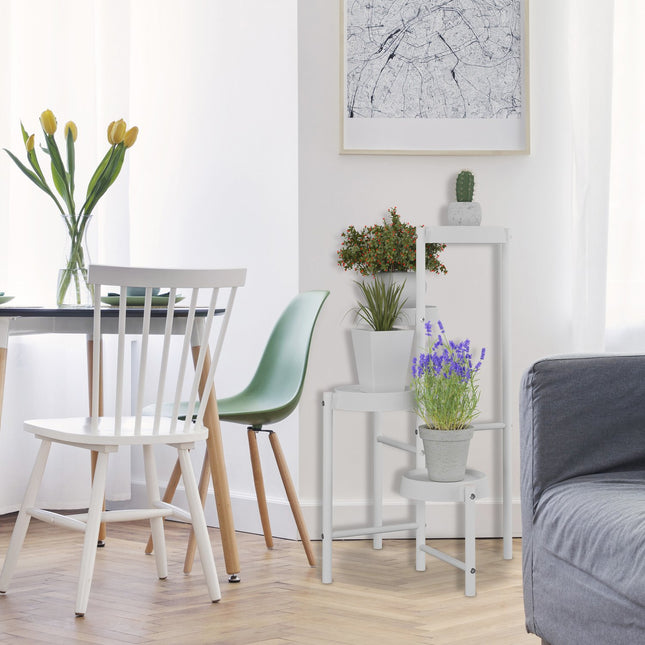 Plantenstandaard met ronde metalen en kunststof planken