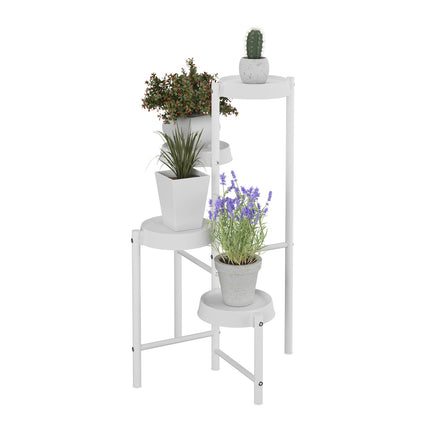 Plant Stand with Round Metal & Plastic Shelves
