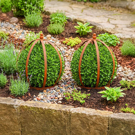 Plant Supports Set of 2, Rust Crown Trellis Rings