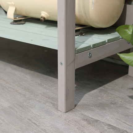 Garden table with drawer and tray, mint green spruce