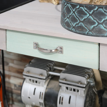 Garden table with drawer and tray, mint green spruce