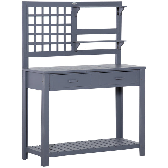 Garden table with 2 drawers and mesh shelves