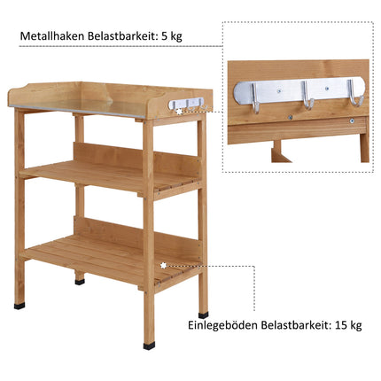Wood and metal plant table - durable gardening workstation