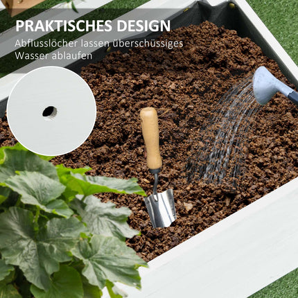 Garden planter box with trellis, wheels, natural wood