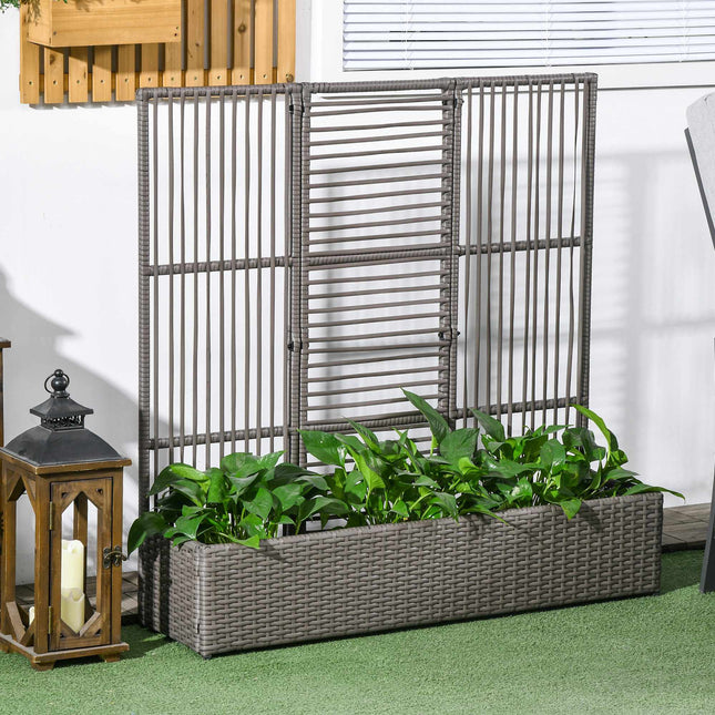 Planter Box with Trellis, Weatherproof, Poly Rattan, 103x29x103 cm, Gray