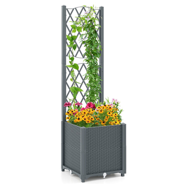 Planter Box with Trellis for Climbing Plants, 40x40x140 cm, Gray