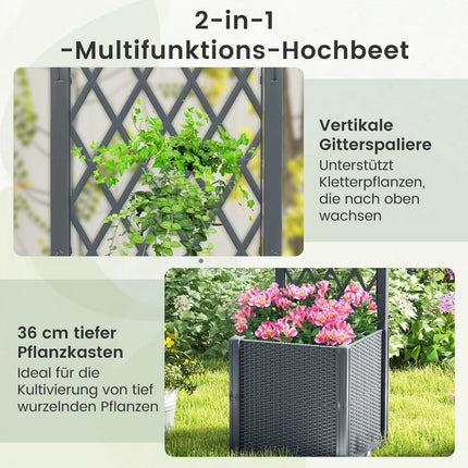 Planter Box with Trellis for Climbing Plants, 40x40x140 cm, Gray