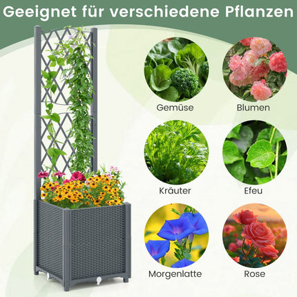 Planter Box with Trellis for Climbing Plants, 40x40x140 cm, Gray