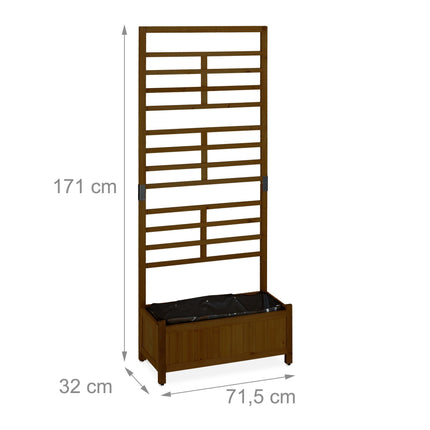Planter box with trellis wall in brown