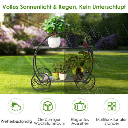 Plant shelf flower shelf 2-tier flower stand freestanding 60 x 35 x 66 cm black