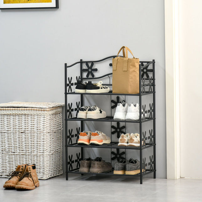 Black Metal Plant Shelf - 4 tiers, 59.5x30x92cm
